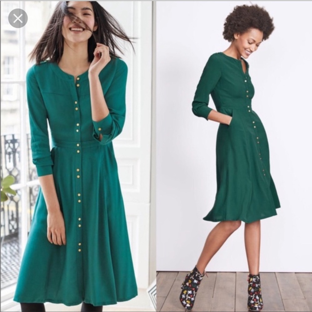 Boden Ashbourne Long Sleeve Midi Dress